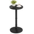 Homleke 12" Round Side Tables Set of 2, Solid Wood Pillar with Wood Top & Base, Small Drink Accent Table for Living Room, Bedroom, Sofa & Office, Easy Assembly, Black